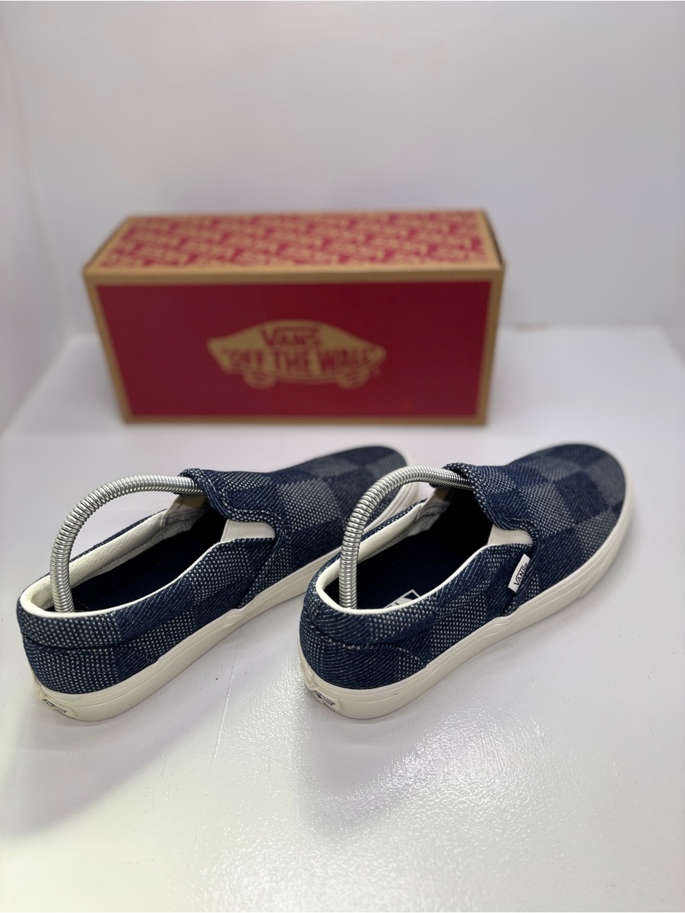 Vans Classic Slip-On Checkerboard Denim Blue Sneakers Men's 8 Women's 9.5 EU 40. - Picture 8 of 10